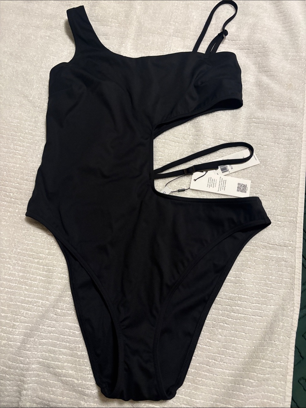 Calvin Klein Black One-Shoulder Swim Top with Strap